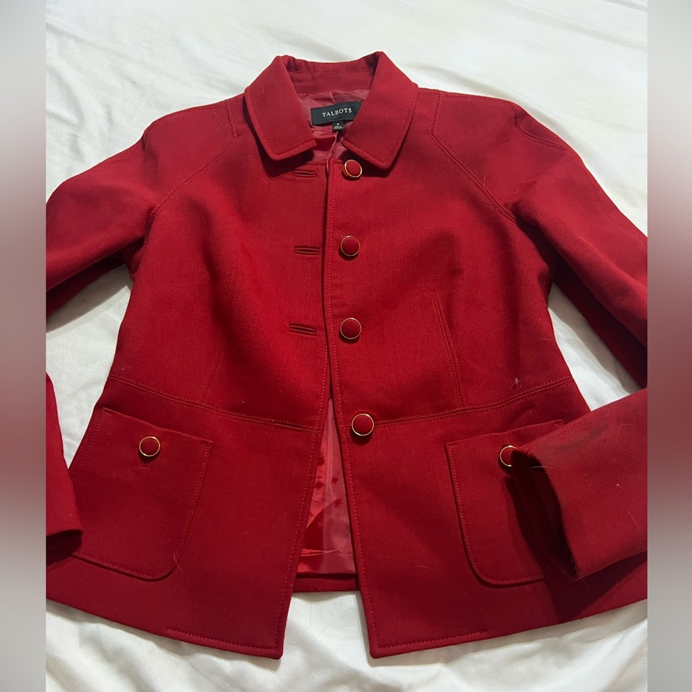 Womens Talbots Red Suit Jacket Blazer